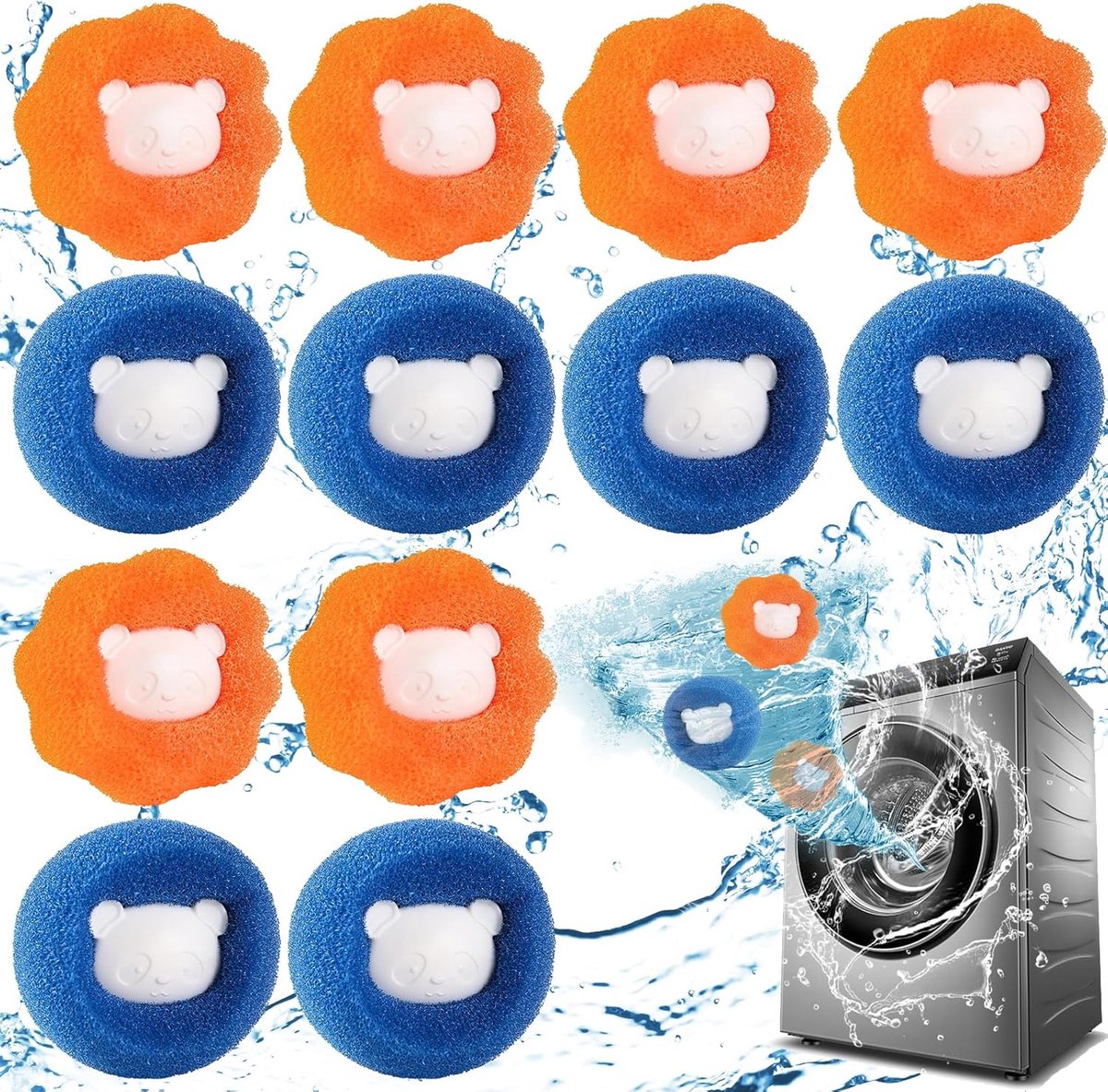 Washing Machine Laundry Balls - 12 Pieces - Laundry Ball - Anti-Hair - Dryer Ball - Fabric Softener Ball - Dryer Ball - Anti-Rolling Laundry Ball - Cleaning Supplies - Household Gadgets - Reusable - Hair Catcher - Anti-Flint - For Washing Machine/Dryer