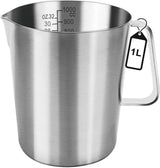 Measuring Cup with Pouring Spout - Measuring Cups with Scale - 1 Liter - Small Measuring Cups - Measuring Cups - Measuring Beaker - Cups - Measuring Jug - Measuring Cup - 304 Stainless Steel - 12 x 15 x 13 Cm (L x W x H) - Silver - For Precise Weighing an