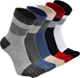 Toe Socks - 5 Pairs of Toe Socks - Yoga Socks - Toe Socks - Smooth Toe Seam - No Annoying Seams - Runner Toe Socks - Flip-Flop Socks - Breathable - Absorbs Sweat and Deodorizes - Stripe