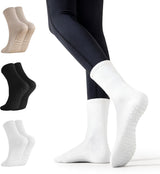3 pairs of non-slip yoga socks for women - long Pilates socks for women - non-slip Pilates socks - spring and summer socks with a central tube - suitable for yoga, ballet, dance, ballet, fitness - size 35-41