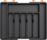 Extendable Cutlery Tray with 8 Compartments - 38 Cm Deep - Cutlery Cassette - Cutlery Drawer Organizer - Kitchen Cutlery Holder - BPA-Free - Organizer - Kitchen Drawer - Cutlery - 57 x 38 x 5 Cm Maximum Size - 33 x 38 x 5 Minimum Size - 6 to 8 Compartment
