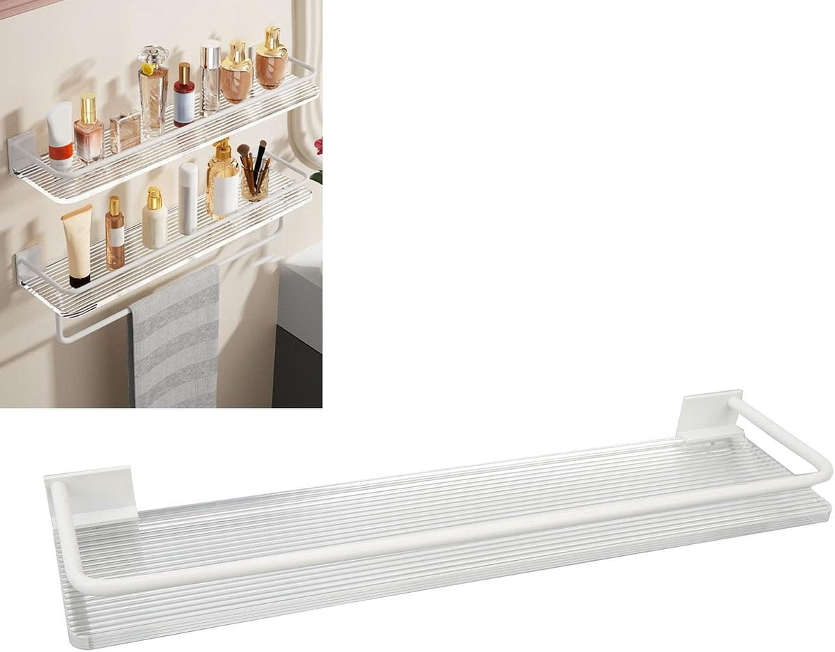 Shower Rack - 30 Cm - Wall Rack - Bathroom Rack - Small Shower Rack - Bathroom Accessories - No Drilling Required - Small Wall Rack - Hanging Shower Rack - For the Shower Storage Organization - For Kitchen Bedroom Living Room - White - 1 Piece