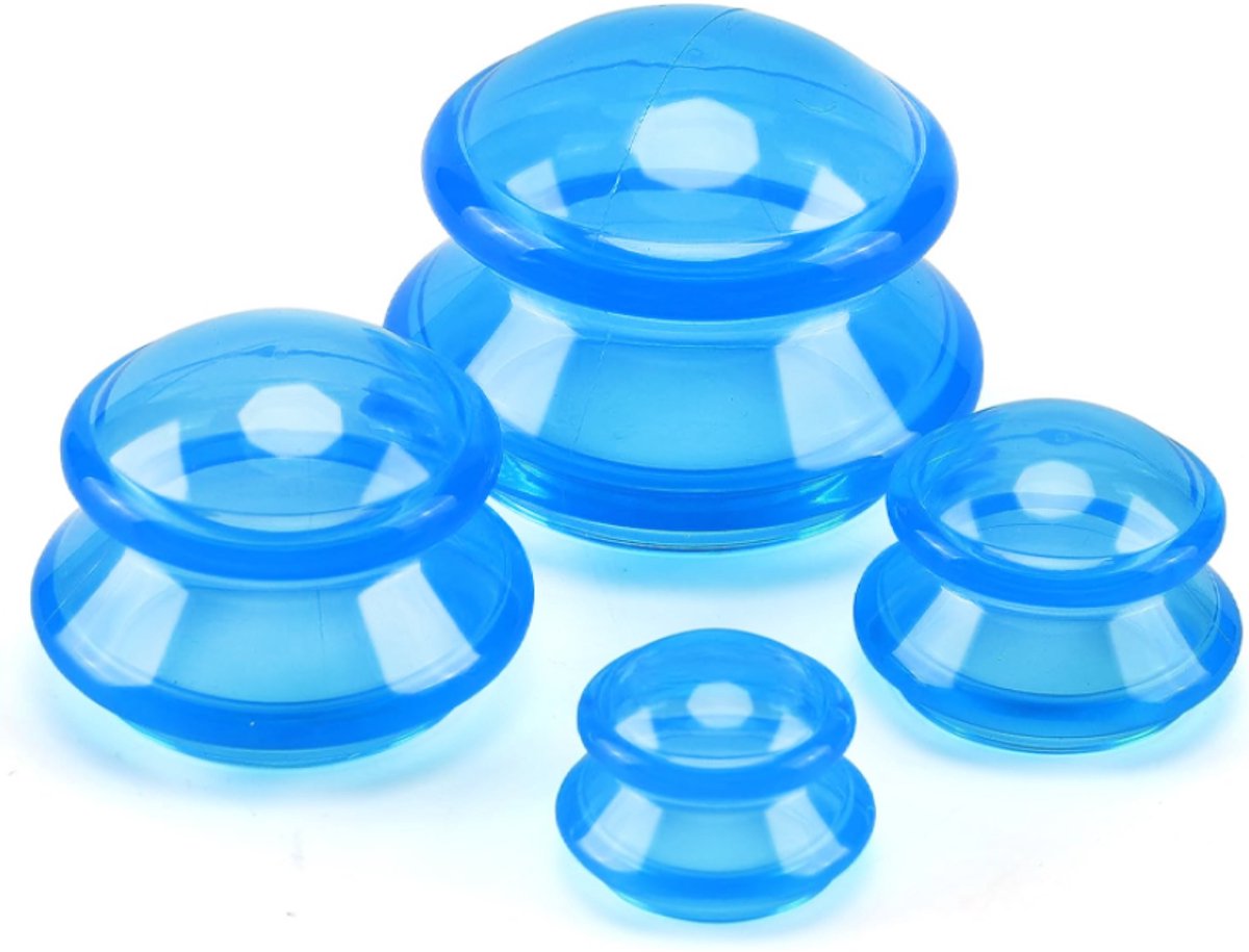 Cellulite cups - Cupping set of 4 pieces - Cupping cups - Full body - Cellulite Massage Device - Vacuum Silicone Cupping set - Cellulite Massage Cupping Cups - Anti-Cellulite - for Masseur and Home Use - Blue