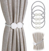 Curtain Tieback - Magnetic Curtain Cord - 4 Pieces - Super Strong Magnetism - Curtain Holder - Curtain Tie - Curtain Holder Clamps - Curtain Ties - Curtain Clamps - Curtain Clips - Accessories - Curtain Holder - Grey - No Drilling Required