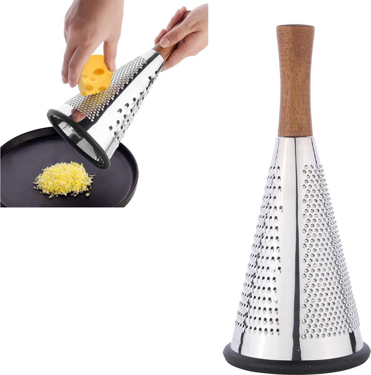 Grater - Hand Grater - Lemon Grater - Cheese Grater - Kitchen Grater - Ginger Grater - Garlic Grater - Table Grater - With 3 Grating Methods - 3 Cutting Surfaces - Multifunctional - Kitchen Utensils - Kitchen Accessories - Stainless Steel - Silver