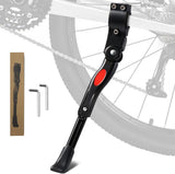 Single Adjustable Bicycle Kickstand - Suitable for 22'' to 17'' - Single Bicycle Stand - Side Stand - Aluminum Stainless Steel - Sturdy Wide Base - Easy to Install - Universal - Black - Bicycle, E-Bike, City Bike & Mountain Bike - With Hex Wrench