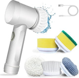 Electric Cleaning Brush - Electric Scrubber - Rechargeable and Cordless Scrubber - Scrubber with Handle - Mini - Polishing Machine - Scrubber Brush - For Bathroom, Kitchen, Dishes, Sink - 7 Attachments - Includes Wall Holder