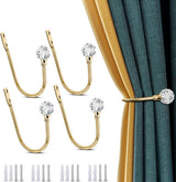 Curtain Tiebacks - 4-Piece Curtain Holders - High Quality - Curtain Tieback Hook - Tiebacks for Curtains - Curtain Bracket - Curtain Tie - For Curtains - Curtain Accessories - Drilling & Installation - Robust and Durable - Gold