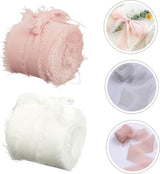 Gift Ribbon - Decorative Ribbon - Fabric Ribbon - Length: 5 Meters - Gift Wrapping - Decorative Ribbon - Hand-Torn Ribbon - With Raw Edge - DIY Crafts - For Gift Wrapping Making a Bow Garment Accessories - Pink+Beige - 2 Pieces