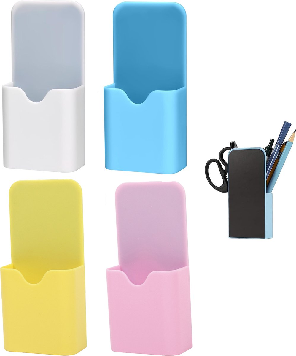 Magnetic Pen Tray - 4 Pieces - Magnetic Pencil Holders - Magnetic Tray - Whiteboard Pencil Holders - Whiteboard Accessory Holder - Pen Holder For Whiteboard Or Refrigerator - For School, Office, Home, Cabinet And Metal Cabinets - 12x5.6x2.6CM
