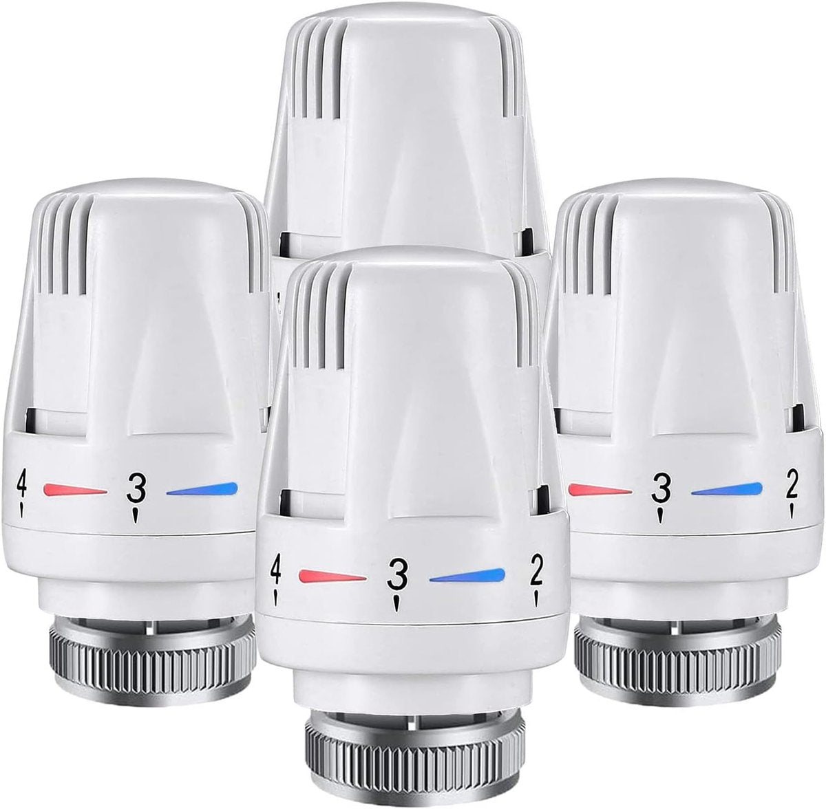 Thermostat Knob - 4 Pieces - Thermostat Head M30 - Radiator Knob M30 - White (M30 x 1.5) - Radiator Thermostat Valve - Radiator Thermostat Knob - Radiator Knobs - Radiator Knob Handwheel - Old-fashioned Radiator Knobs - Plastic - For Home Office Etc
