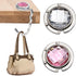 Table Bag Hook - Bag Hooks for Table - Set of 2 Portable Bag Hangers - Silver - Bag Hanger - Desk Bag Hanger - Small Bag Hooks - Handbag Hanger for Table - Foldable Bag Hook - Foldable Bag Hangers for Table - Pink / White