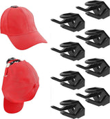 Cap Rack Set of 8 - Wall Cap Holders - Cap Hooks - With Screws and Tape - Two Installation Methods - Cap Rack Coat Rack - Cap Rack Storage System - Cap Storage Bag - Hat Holder - Cap Organizer - Double Suspension - Black