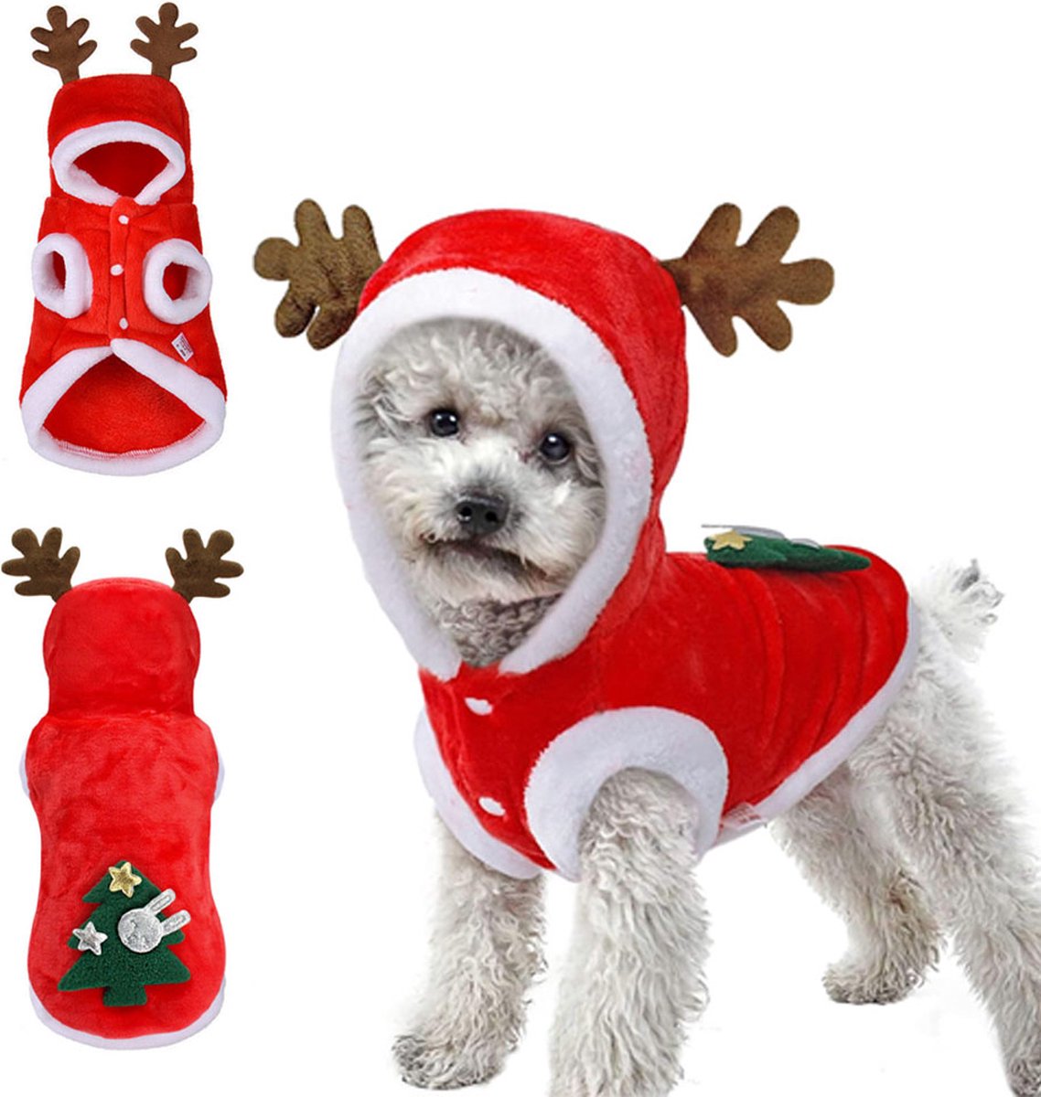 Dog Christmas Costume - Dog Christmas Costume - Hooded Dog Christmas Suit - Christmas Costume for Cats - Christmas Suit for Dogs and Cats - Size XS - Christmas Clothing for Dog or Cat - Dog Fancy Dress Costumes - Dog Clothing - Christmas Costume for Pets