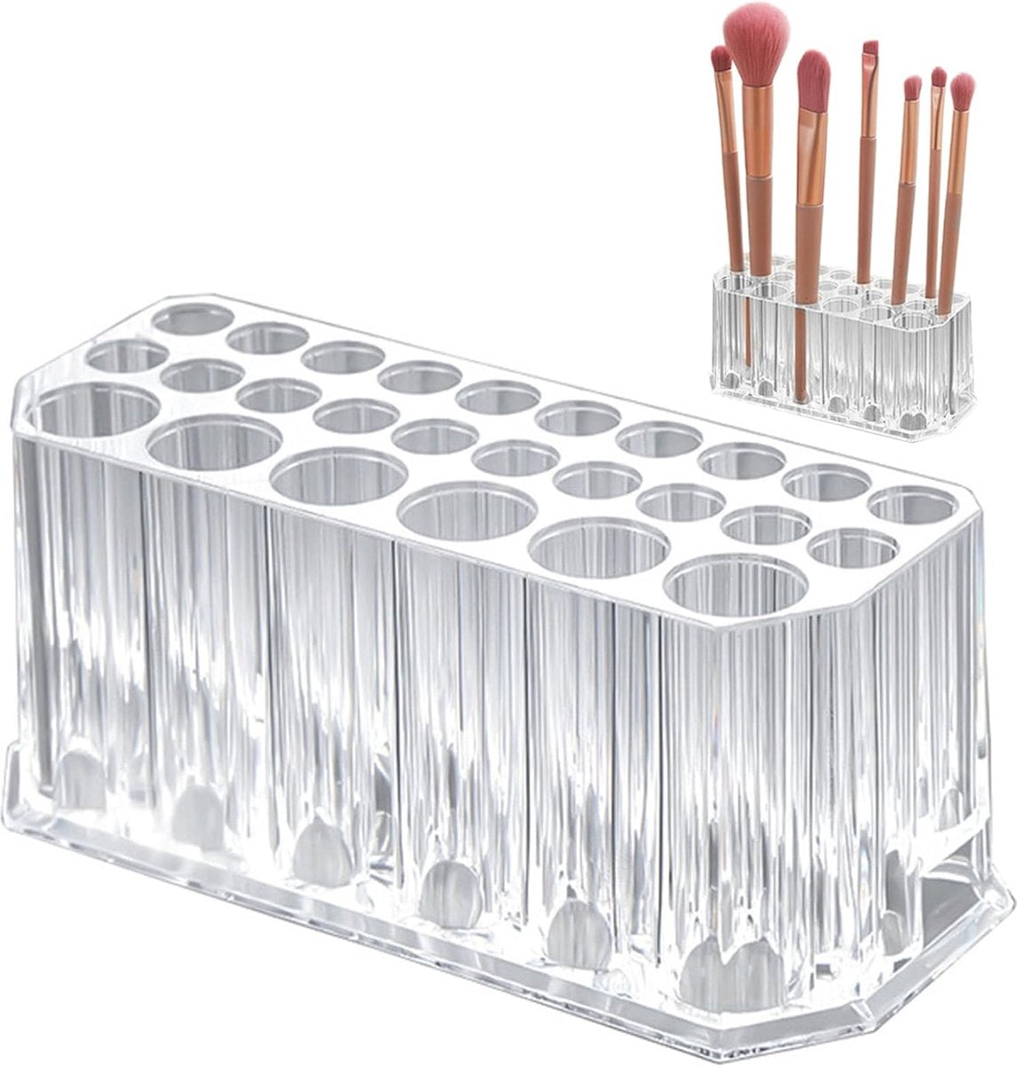 Makeup Brush Holder - Pen Pot - Brush Holder - Cosmetic Storage Box - Makeup Organizer - Makeup Holder - 26 Slot Cosmetic Brush Storage Box - For Brushes, Lipstick, Eyeliner - For Bedroom, Bathroom, Makeup Table, Mirror Cabinet