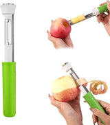 2-In-1 Apple Corer and Peeler - Sturdy Apple Slicer - Apple Corer 22x2 Cm - Stainless Steel Apple Pin - Core Remover - Kitchen Utensils - For Home Restaurants Kitchen Tools - Fruit Kernel Seed Remover Pear Fruit Corer - Green - 1 Piece - Apple Slicer / Co