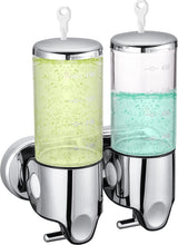 Wall-Mounted Soap Dispenser - 2 Reservoirs - 2x500ml - Stainless Steel - Shampoo Dispenser - Large Capacity - Refillable - Portable - Durable - Hanging Soap Dispenser - Soap Pump - Soap Pump - With Screws - Easy to Install - For Bathroom, Hotel, Kitchen