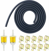 2x Gasoline Filter 10 cm - Inline Fuel Filter with 5 mm and 8 mm - Universal - Filter - Transparent - With 2 Meter Fuel Hose and 10 Hose Clamps - Fuel Hose - Scooter - Motorcycle - Car - 13-Piece Set