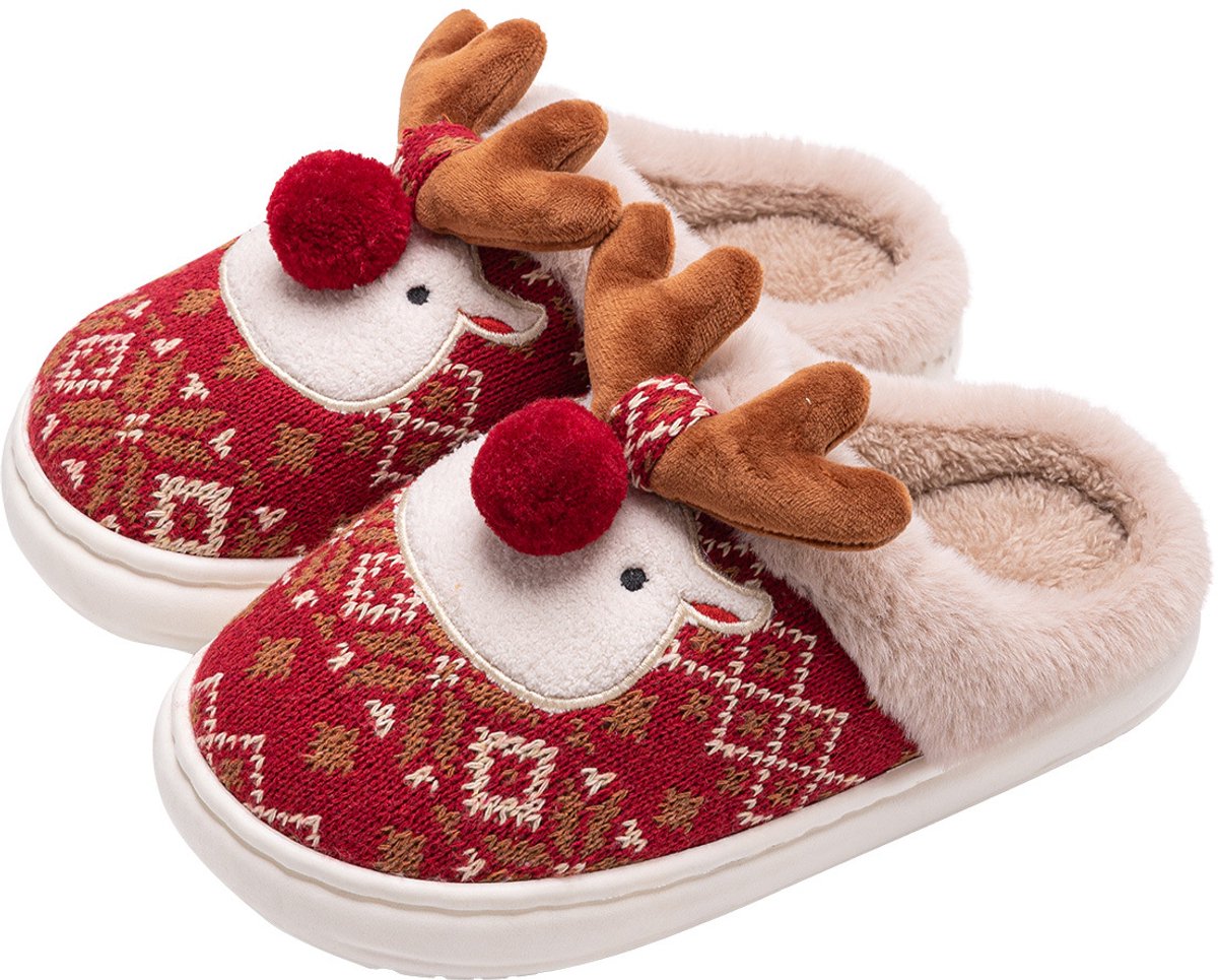 Slippers - House shoes - Christmas - Christmas Gift - Anti-slip - Anti-slip Sole - with Plush Lining - Comfeet - Warm - Women and Men - Size 39/40 - Red - Creative - Interesting - Surprising - Gift - Perfect as a Christmas gift
