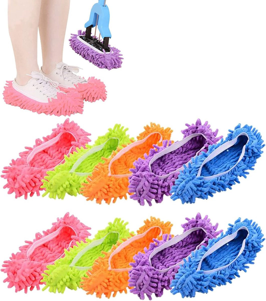 Shoe Covers - 5 Pairs - Mop Shoe - Shoe Cover - Shoe Protectors - Cleaning Shoes - Mop Shoes - Mop Slippers - Easy Cleaning - Mopping - Cleaning - Mop Set - Reusable - For Home, Office, Bathroom, Kitchen