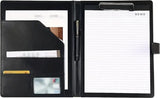 A4 Writing Folder - Conference Folder - Writing Pad - Eco Leather - Documentation Folder - Work Folder - Leather Conference Folder - Business Travel Portfolio Folder - With Ring Binder and Pen Holder - Sustainable - Black
