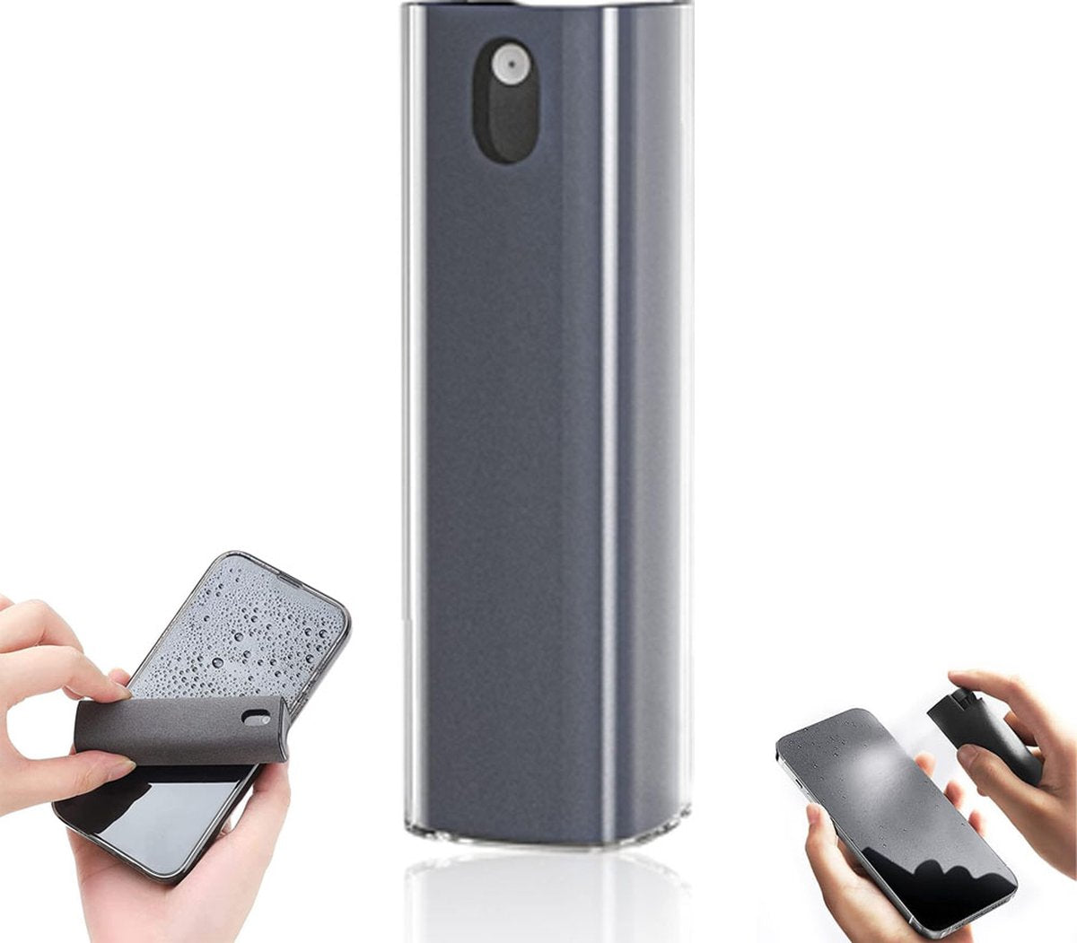 Screen Cleaner - Refillable - 2 In 1 Screen Cleaner - Monitor Cleaner - Screen Spray - Cleaning Spray - Cleaning Spray - Microfiber Cloth - Cleaner for Smartphone, Tablet, and Laptop Screens - Travel Kit - Cleaning Kit - Gray