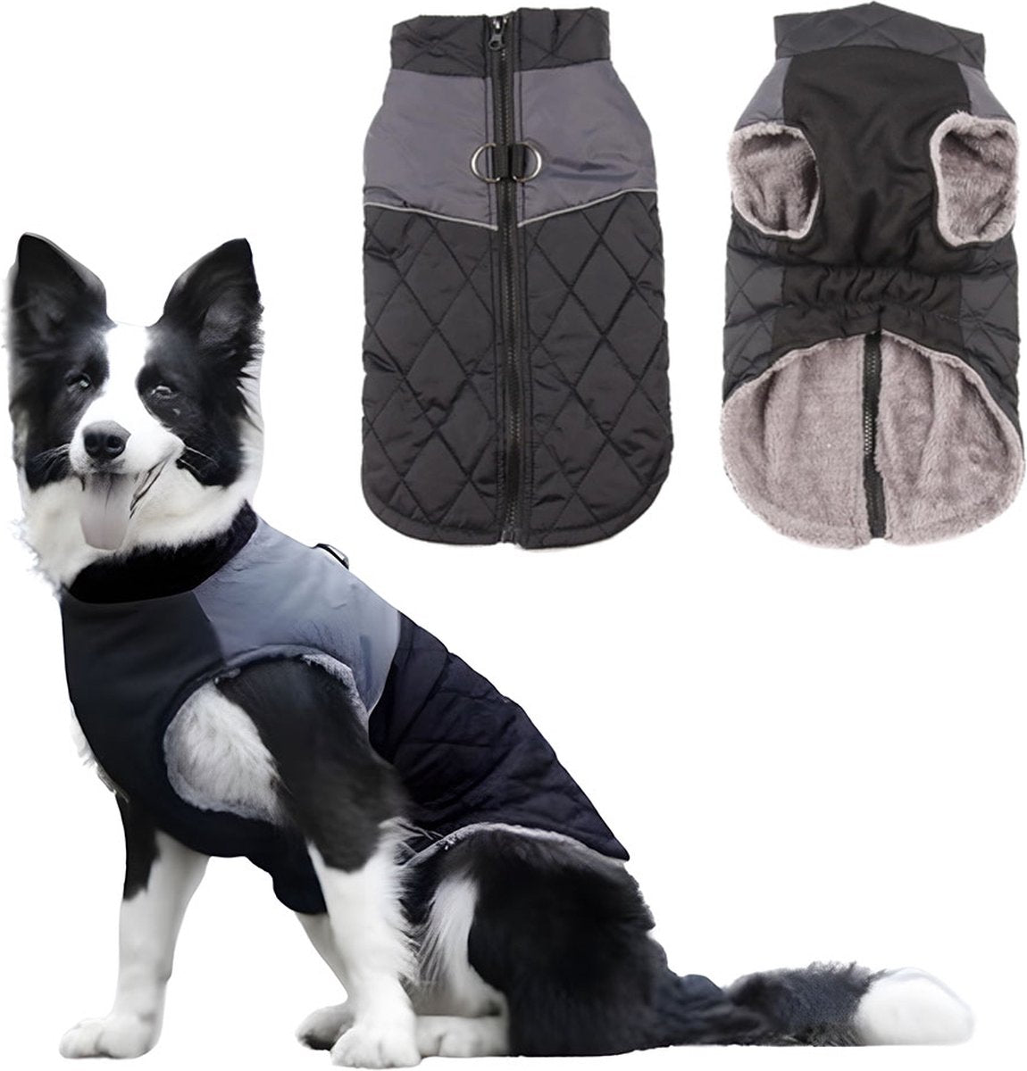 Dog Coat - Dog Raincoat - Dog Sweater - Warm Dog Windproof Coat - Waterproof Dog Winter Coat - Lined Dog Coat with Zipper - Size XS - Extra Warm - Coat - Pet Clothing - Black - Suitable for Dogs Indoors and Outdoors Camping Walking