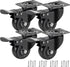 Heavy-Duty Swivel Casters with Brakes - Set of 4 - 50 mm up to 200 kg - With Screws - Swivel Casters - Rubber Trolley Wheels - Cart Wheels - Transport Cart - Casters for Furniture - Flexible - Durable - Black