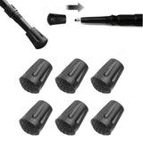 Nordic Walking Tips - 6 Pieces - Walking Stick Tips - Crutch Tips - Nordic Walking Pads - Nordic Walking Cane Tips - Round Nordic Footings - Trekking Pole Tips - Replacement Tips - End Stop - Walking Stick Base - Easy to Install - Black