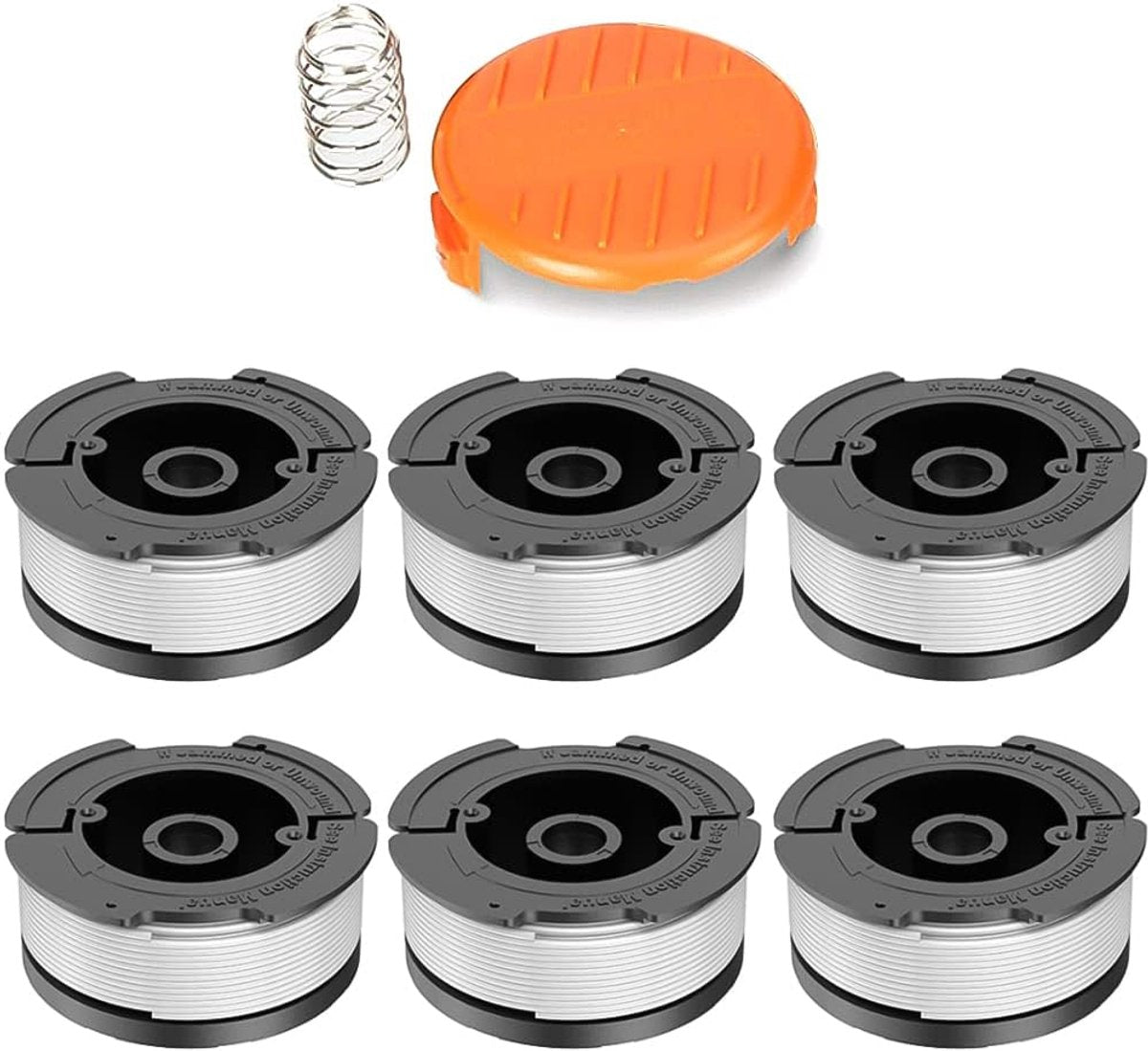 Cutting Line - 6 Pieces - Trimmer Line - Replacement Lines - Line Spools - for Black Decker, Bekasa AF-100-3ZP and A6481 - Length 30 ft - Replaces spools from the GL280, GLC1825N series with caps and springs - White