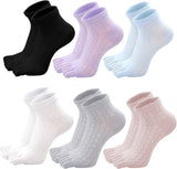 Toe Socks - Women's - Toe Socks - 6 Pairs - Cotton - Yoga Socks - Smooth Toe Seam - No Annoying Seams - Toe Socks - Toesocks - Ladies - Runner Toe Socks - Yoga Socks - Antibacterial - Breathable - Elasticity - Comfortable Socks