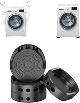 Vibration Dampers Washing Machine / Dryer - Set of 4 Pieces - Extra Thick - Stackable - Washing Machine Dampers - Washing Machine Riser - Dryer Feet - Suitable for Washing Machine and Dryer - Non-Slip Rubber - Black