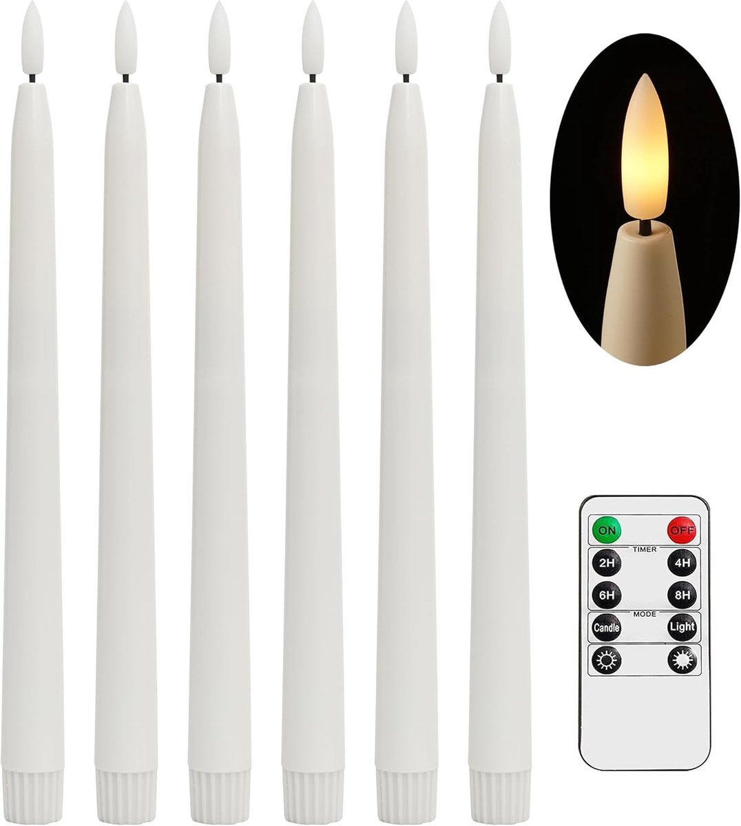 Candles - 6-piece - LED - candle - Halloween - Tea lights - Wax lights - with Remote Control - Moving Flame - Dimmable - Timer Function - for Home / Party / Festival / Christmas / Christmas / Halloween