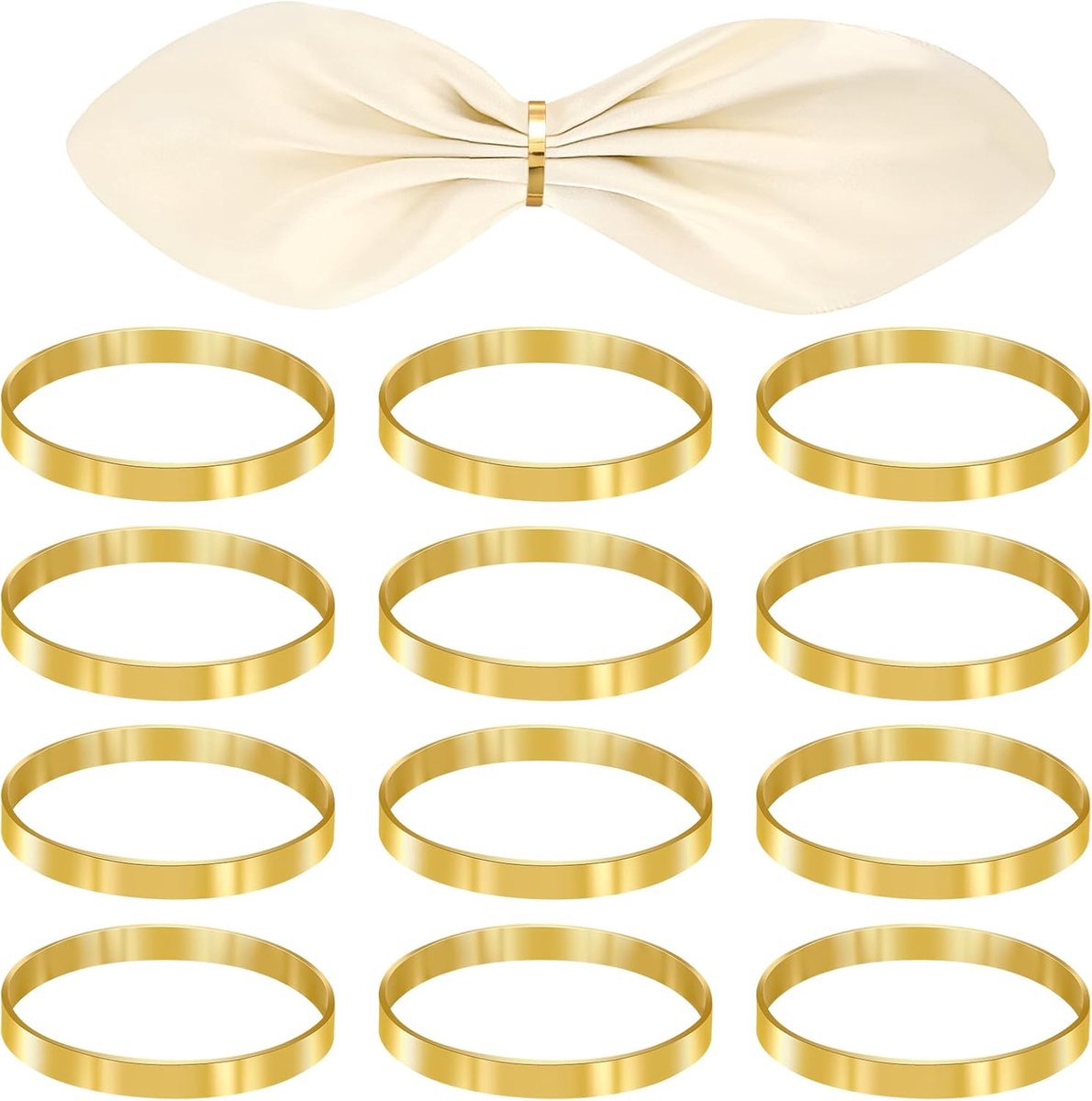 12 pieces gold metal napkin rings - elegant napkin ring - Christmas napkin rings - boho round gold napkin ring for weddings - party dinner - anniversary table decoration