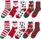 Christmas Socks - 5 Pairs - Ladies' House Socks - Christmas Socks - Heated Socks - Anti-Slip Socks - Bed Socks - Warm Socks - Christmas Gift for Women - Colorful Socks - Cheerful Socks - One Size - Thick - Socks - Fluffy Socks - Christmas Tree - Christmas