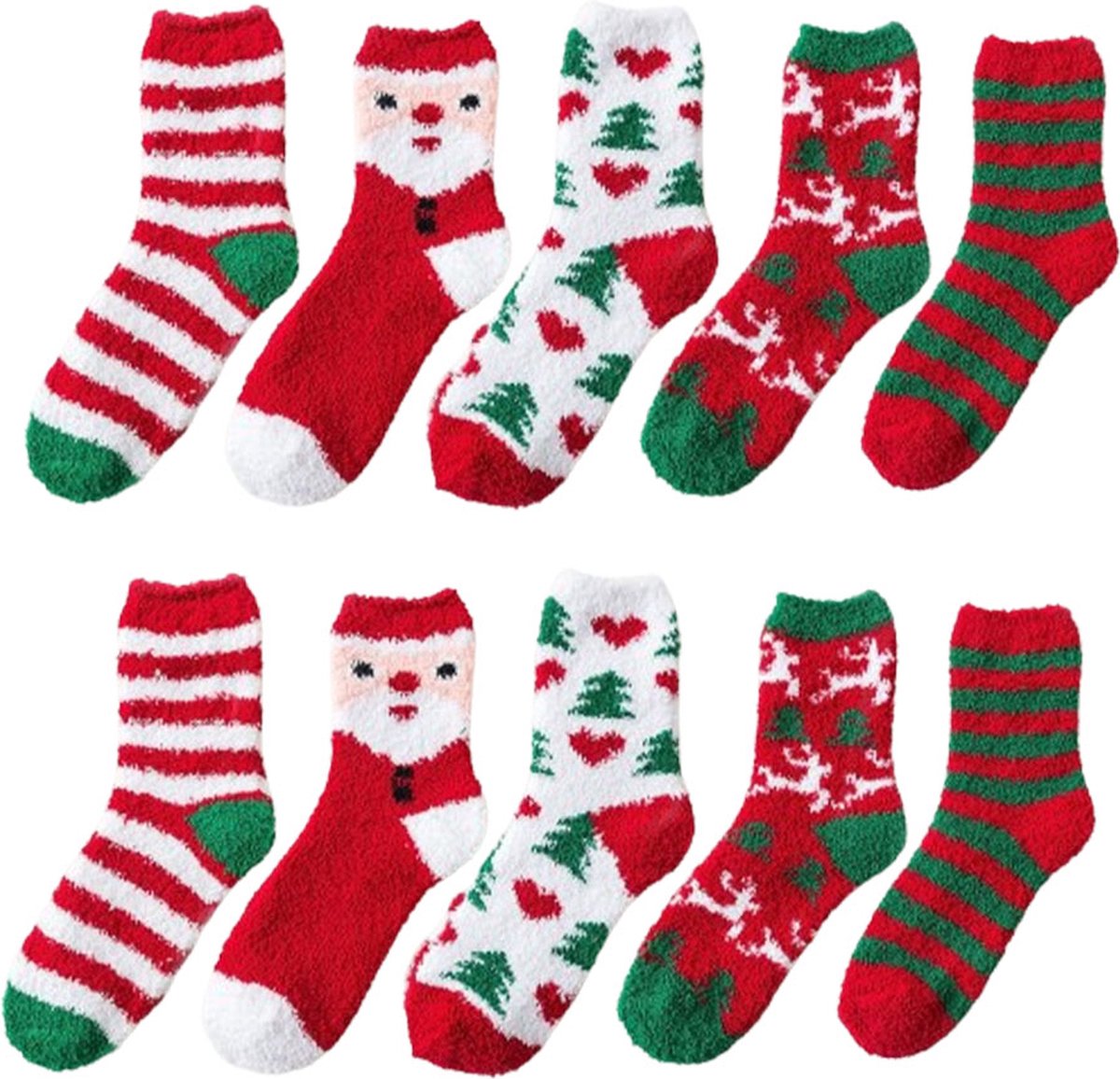 Christmas Socks - 5 Pairs - Ladies' House Socks - Christmas Socks - Heated Socks - Anti-Slip Socks - Bed Socks - Warm Socks - Christmas Gift for Women - Colorful Socks - Cheerful Socks - One Size - Thick - Socks - Fluffy Socks - Christmas Tree - Christmas