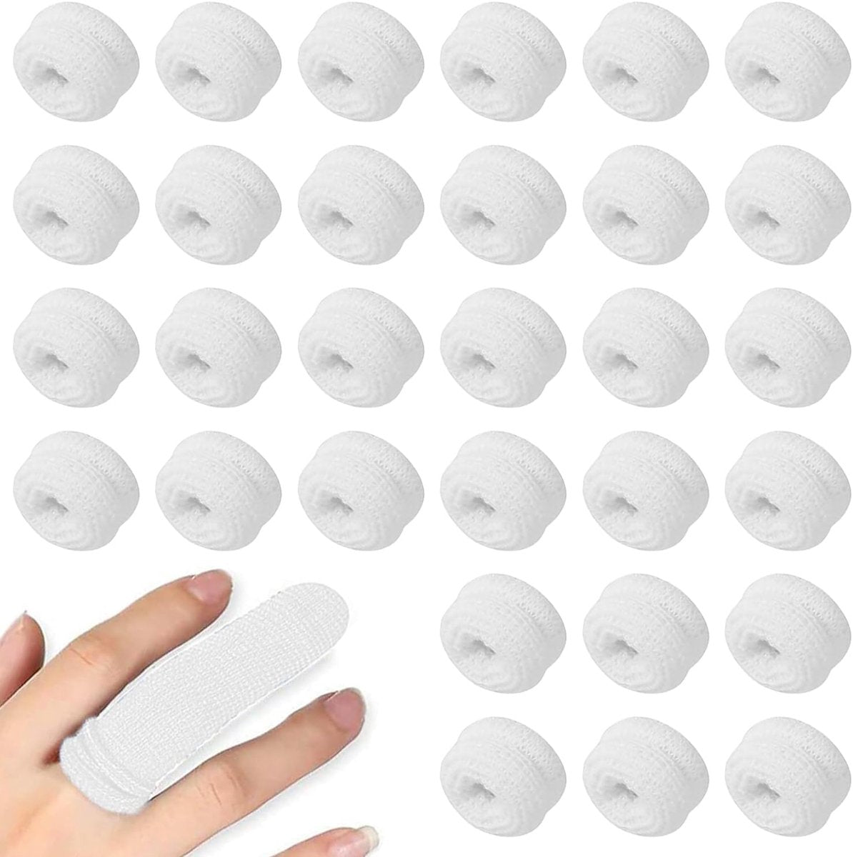 Finger condom - Finger buddy - Long finger bandage - Finger protectors - Engraved anti-cut finger pads - cut finger pads - Finger protection for injuries - Can be used in the kitchen, at work - 30 Pieces - white