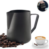 Milk frothing pitcher - Stainless Steel - Small milk jug - Milk pitcher - Milk frothing pitchers - Milk-Coffee frothing pitcher - 350ml - Espresso machine - Barista - Making coffee - Coffee - For making cappuccino-espresso - Black