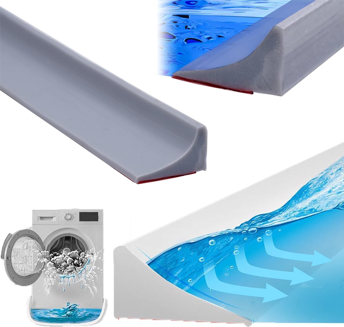Water Threshold 200cm Grey - Shower Thresholds - Self-Adhesive Shower Water Barrier - Compact - Sanitary Water Stopper - Shower Threshold - Water Stopper - Shower - Bath - Leakage - Water Barrier - Mold - Sanitary - Anti-Water Strip - Foldable Shower Wate