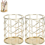 Pen Tray - Pen Holder - Pen Tray - Desk Organizer - Desk Organizer - Desk - Metal - Round - Gold - 2 Pieces