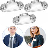 Magnetic Glasses Clip - 3 Pieces - Shirt Clip - Glasses Cord - ID Card Holder - Can Be Attached to Clothing - Metal - Glasses Holder - Glasses Clip - Glasses Clip - Glasses Holder - Clothing - Breast Pocket - Silver - For Glasses Ballpoint Pen Badge And A