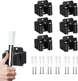 Mop Holder - 6 Pieces - Broom Holder - Broom Holder - Broom Hanging System - Broom Holder - Wall Holder - Hanger Behind Doors - Bathroom Accessories - Kitchen Storage Tool - Tool Holder - Organizer Hook - Garden Tools - Stainless Steel - Black