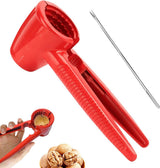 Nutcracker - Walnut Cracker - Nutcracker - Walnut Tongs - Kitchen Tongs Cutting Tool - Ideal for Walnuts and Hazelnuts - With Non-Slip Grip - For All Types of Nuts - Metal - 17 Cm - Red