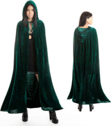 Luxury Green Hooded Coat - 170cm / XXL - Halloween Carnival Costume - Green Velour Coat - Hat - Adults - Dress Up - Costume Cape - Gothic - Fantasy - Halloween Suit - Carnival Clothing - Women and Men