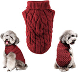 Dog Sweater - Puppy Soft Turtleneck - Size M - Back Length 30cm - Dog Bodywarmer - Dog Coat - Winter Dog Cardigan - For Small to Medium Dogs and Cats - Knitted Clothing - Winter Dog Clothing - Sweater - Christmas Gifts for Pets - Red