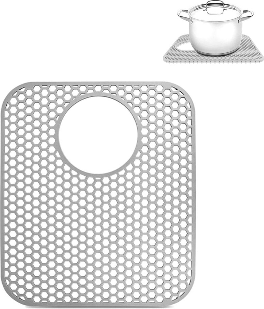 Sink Mat - Grey - 30 X 35 Cm - Kitchen Accessories - Sink Protector - Sink Mat - Washbasin Mat - Draining Mat - Countertop Mat - Silicone Coasters - Silicone - Anti-Scratch - Sink Accessories - For Sink, Cutlery And Glassware