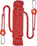 Climbing rope 10 meters - 1000 kg tensile strength - including 2 carabiners - red