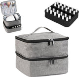 Nail Polish Case Organizer - Nail Case Bag - Nail Technician Bag - Nail Polish Carrying Case - UV Gel Polish Lamp Storage - Beauty Case - Suitable for 30 Bottles - Nail Art Storage - Nail Art - With Removable Dividers - For All Nail Polish Supplies - Grey