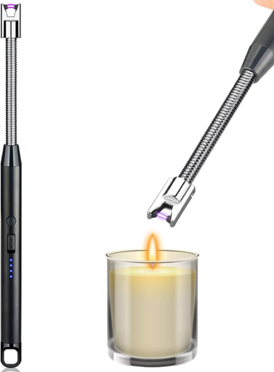 Long Electric Lighter - USB Rechargeable - Kitchen Helpers - USB Electric Stick Lighter - Kitchen BBQ Lighter - For Kitchen, Stove, Camping, Fireworks, Fireplace, Candles, Lighting - Black - 1 Piece