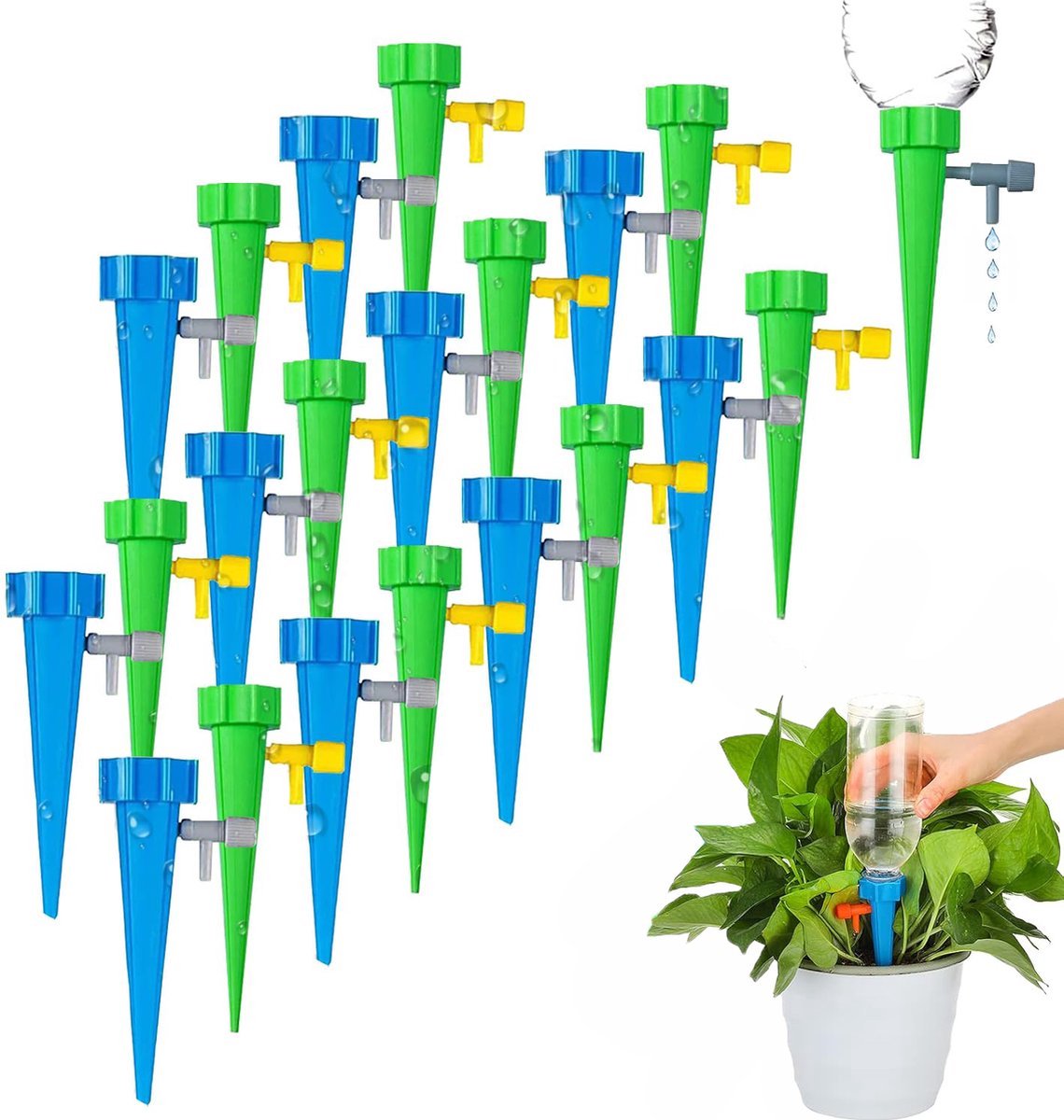 40x Water Dripper - Plant Watering System - Drip System - Watering System - Watering System - Water Ball - Watering System - Plant Ball - Automatic Watering Can - Drip System - Watering System - Blue / Green